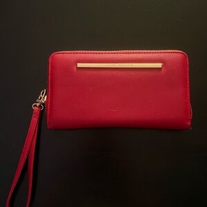 Steve Madden Red Wristlet Clutch with Gold Detail